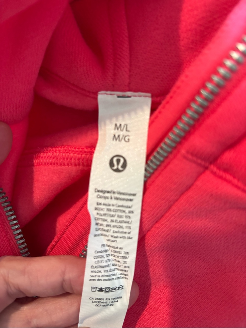 lululemon 1/2 Zip Cropped Scuba Hoodie - Lip Gloss Pink M/L - Picture 8 of 9